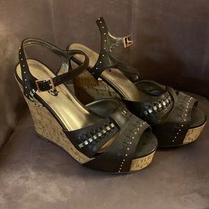 Brown studded wedges